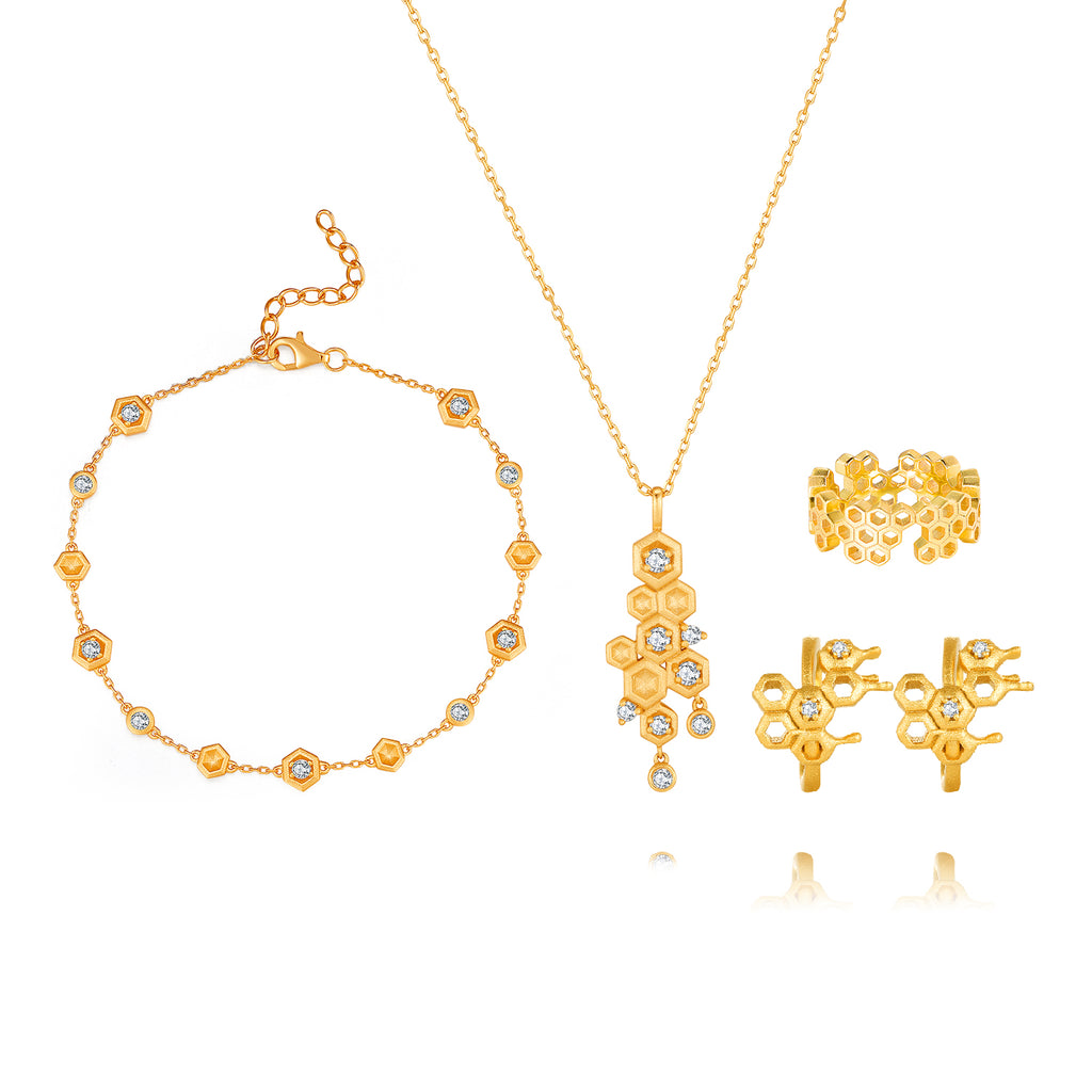 Life With MaK Honeycomb & “Bee” kind Jewelry Set - Trendolla Jewelry