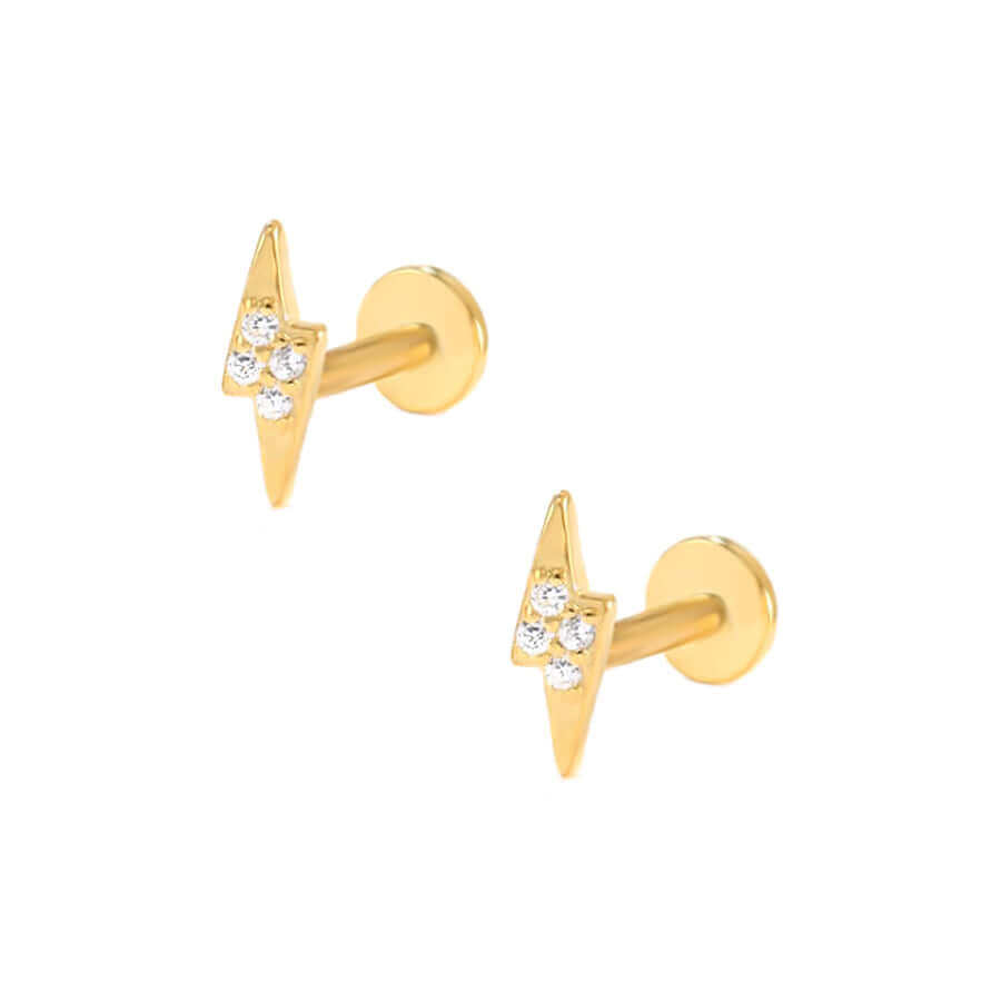 Lightning CZ Diamond Flat Back Stud Earrings