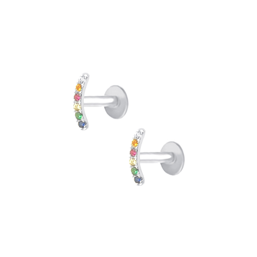 Trendolla Rainbow Curved Bar Flat Back Earrings