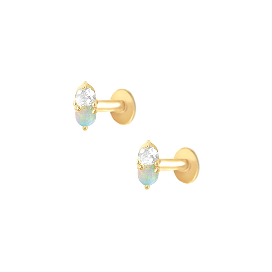 Trendolla Diamond & Opal Flat Back Cartilage Earrings