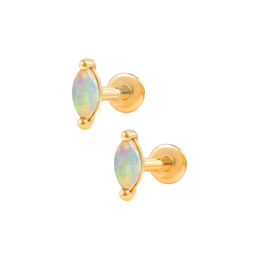 Opal Marquise Threaded Flat Back Cartilage Earrings