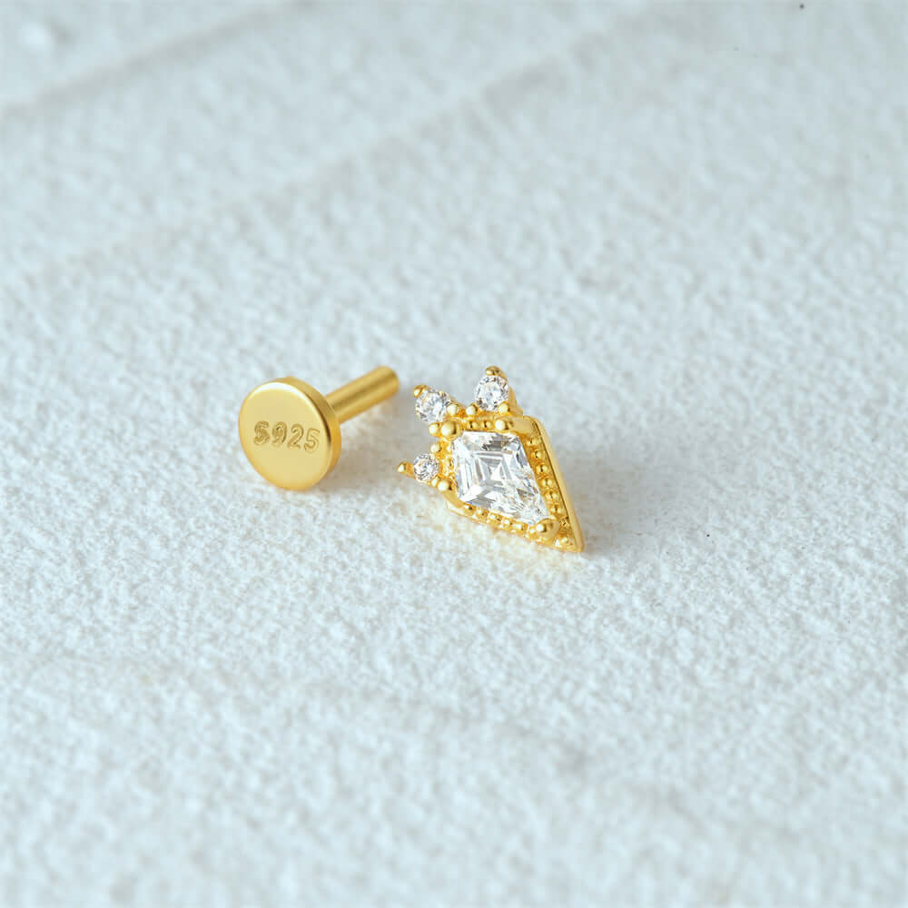 Kite Cut Crystal CZ Diamond Flat Back Earrings