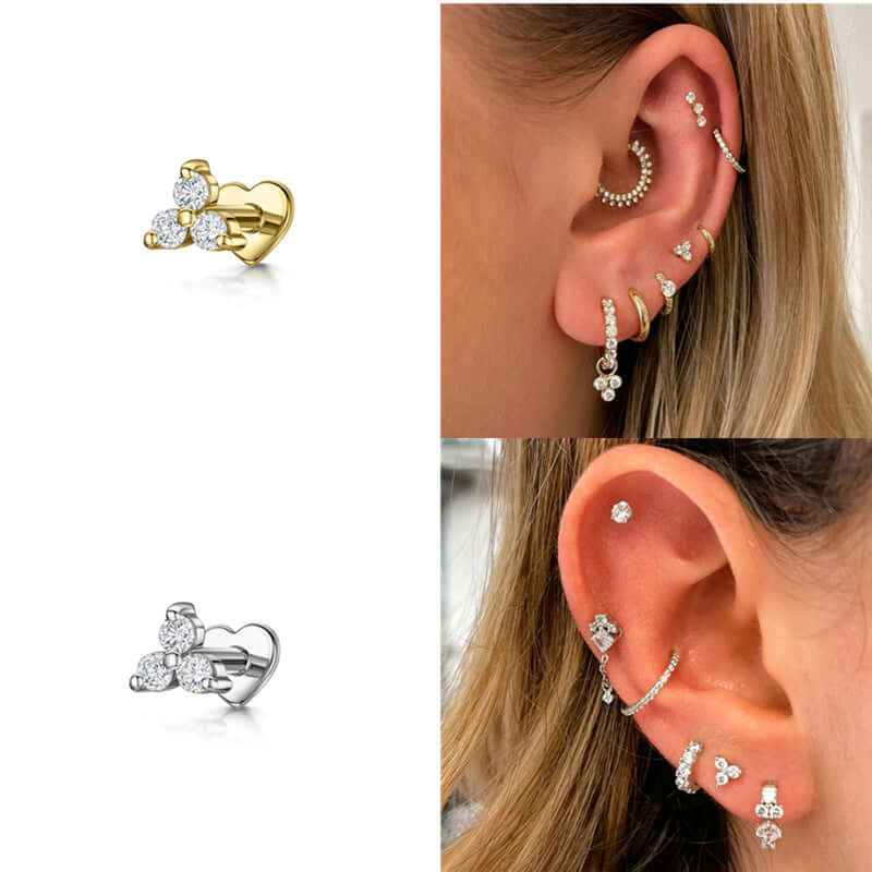 Love Flat Back Zirconia Diamond Stud Earrings