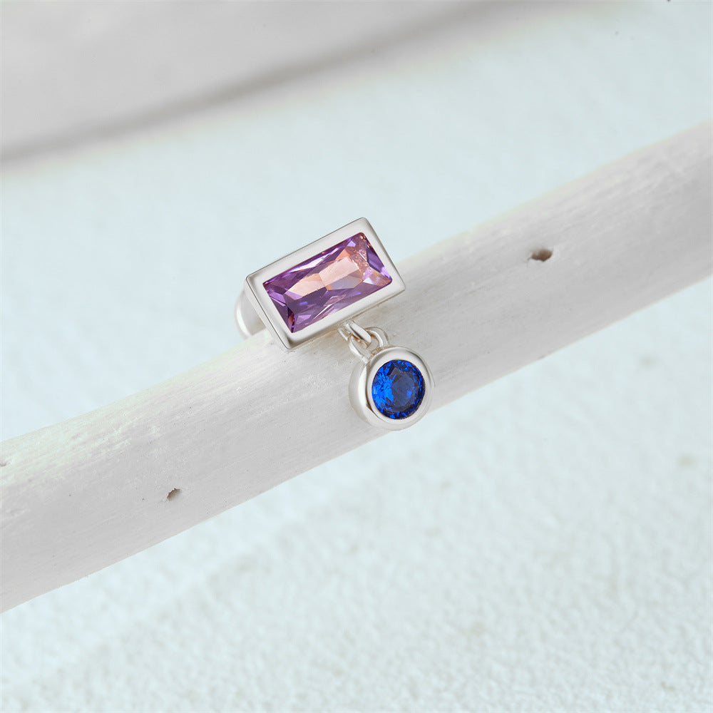 Purple Baguette CZ Diamond Drop Flat Back Stud Earrings