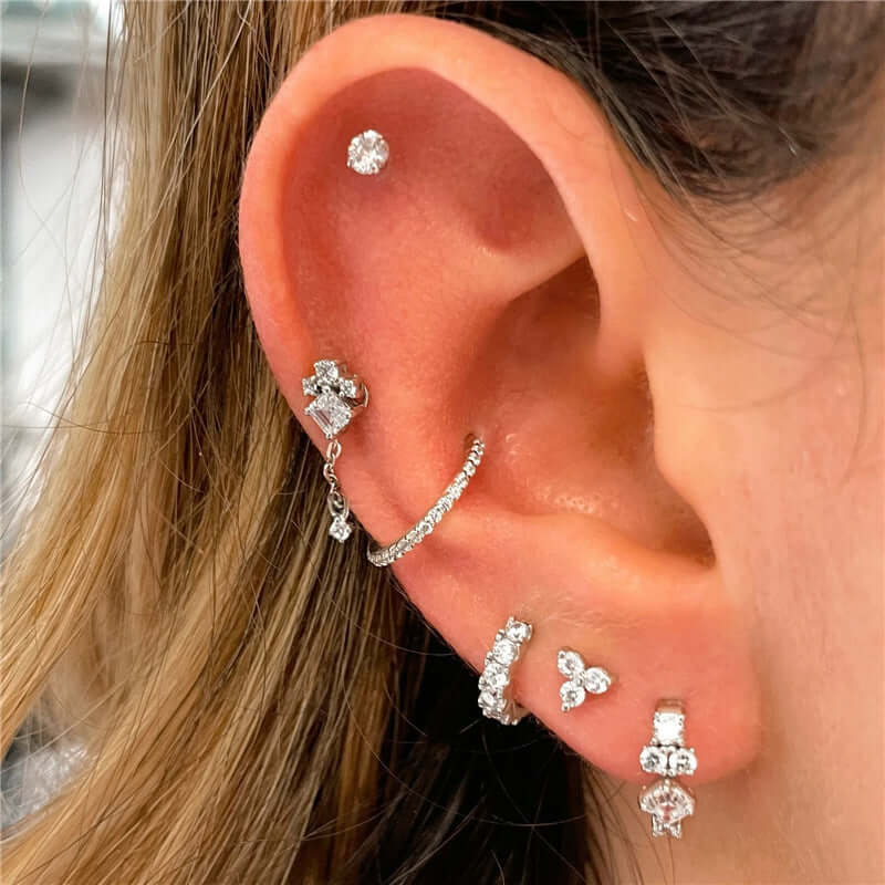 Love Flat Back Zirconia Diamond Stud Earrings