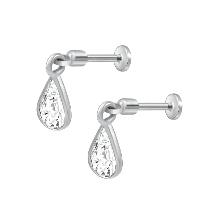 Teardrop Dangle Flat Back Cartilage Earrings