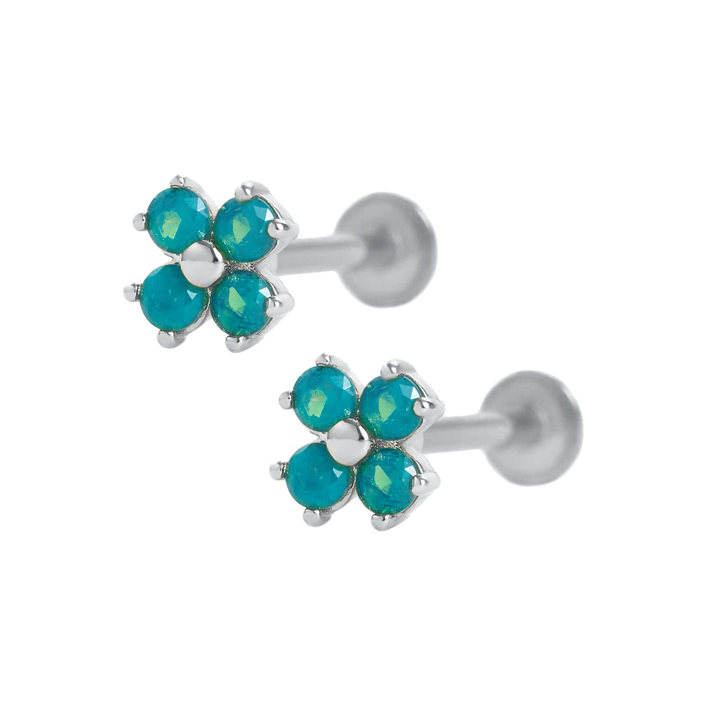 Trendolla Green Moonstone Ball Back & Flat Back Cartilage Earrings