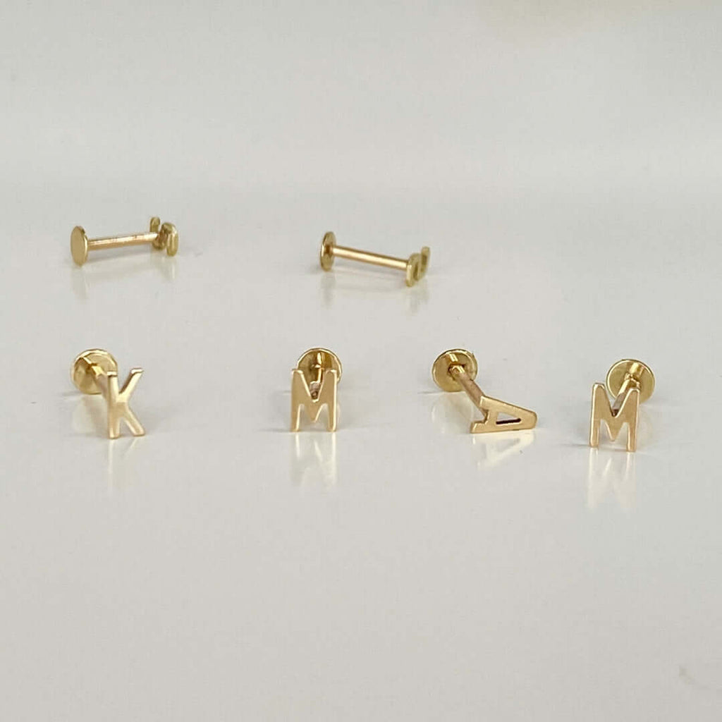 Mini Initial Earring For Women Flat Back Earrings