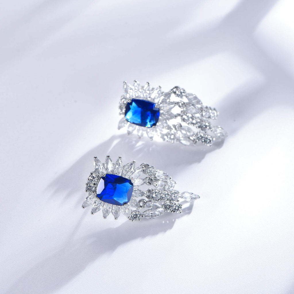 Classic Blue Sapphire Drop Earrings - Trendolla Jewelry