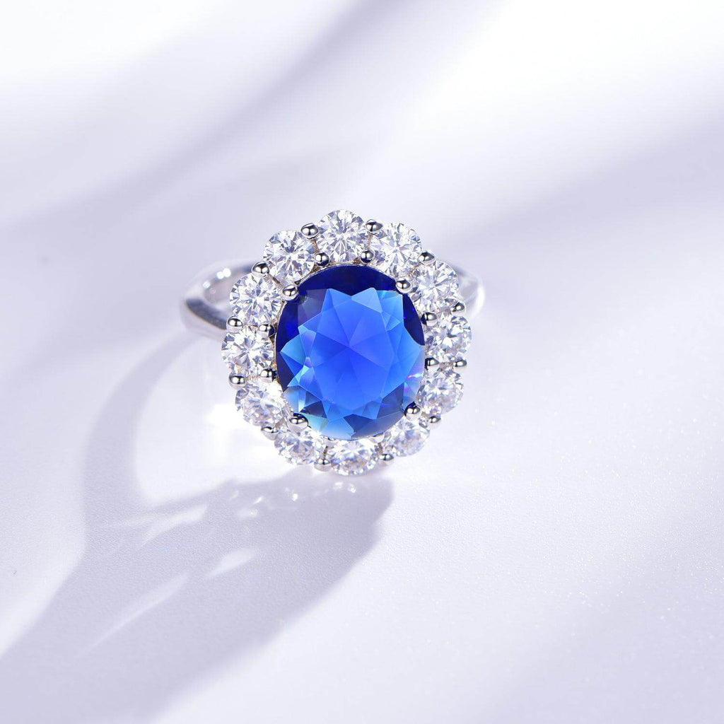 Classic Blue Sapphire Round Cut Engagement Ring - Trendolla Jewelry