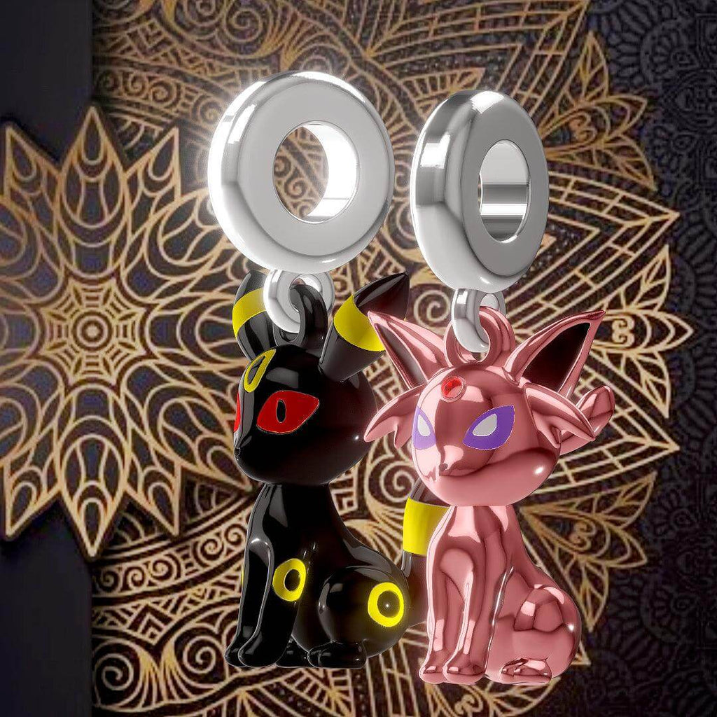 Espeon Umbreon Pokemon Pandora Fit Charm Necklace, 925 Sterling Silver - Trendolla Jewelry