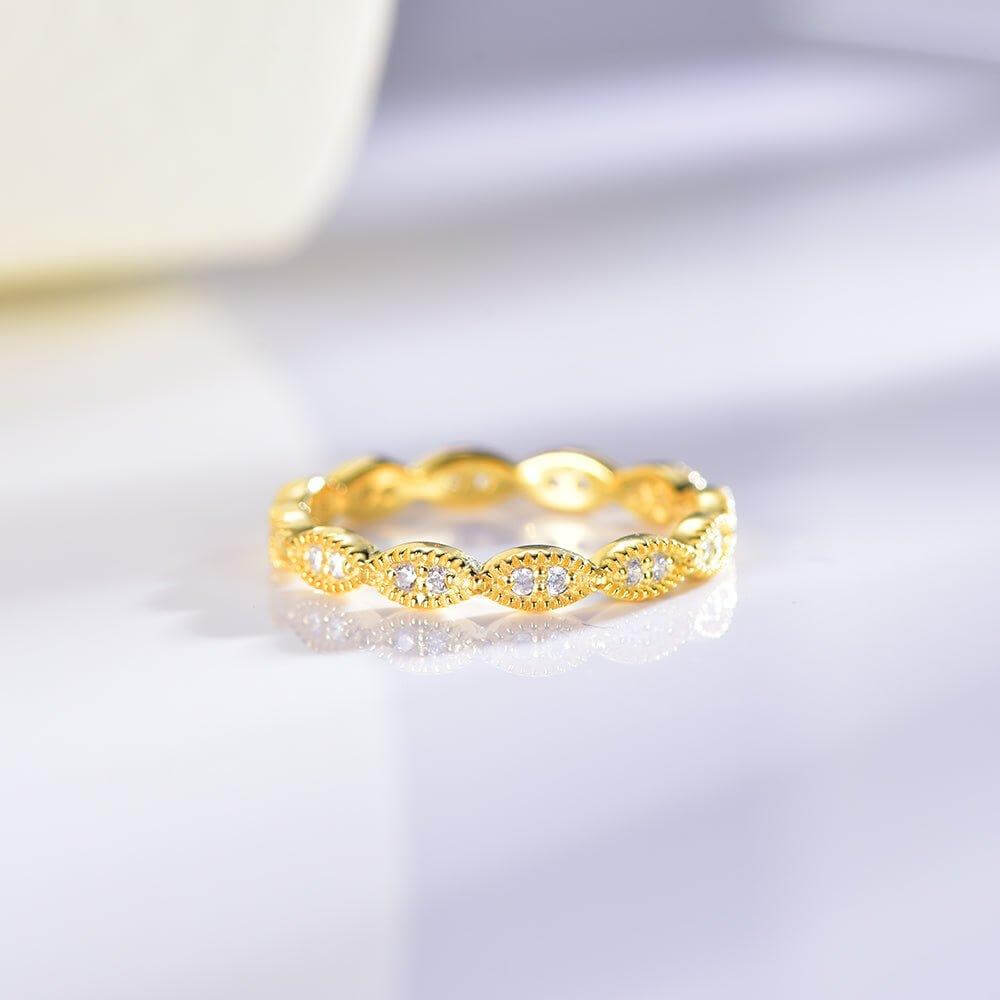 Gold Plated Milgrain Eternity Wedding Band - Trendolla Jewelry