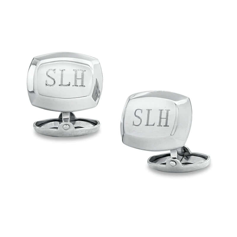 Men's Bevel-Edge Cuff Links in Stainless Steel (3 Initials) of Trendolla - Trendolla Jewelry