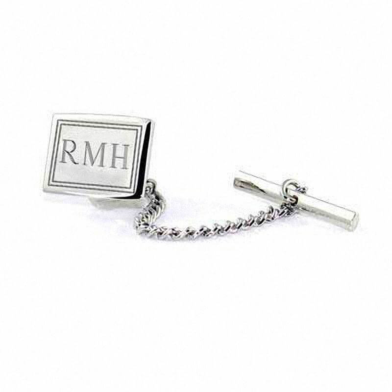 Men's Rectangular Tie Tac in Sterling Silver (1-3 Initials) of Trendolla - Trendolla Jewelry