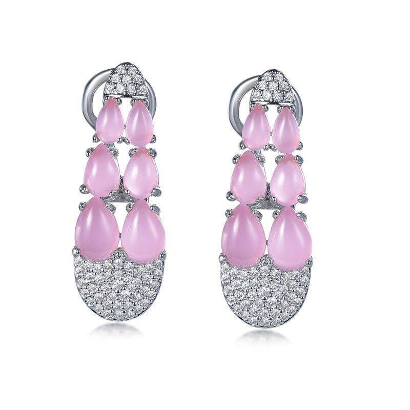 Nature Inspired Pink Sapphire Drop Earrings In Sterling Silver - Trendolla Jewelry