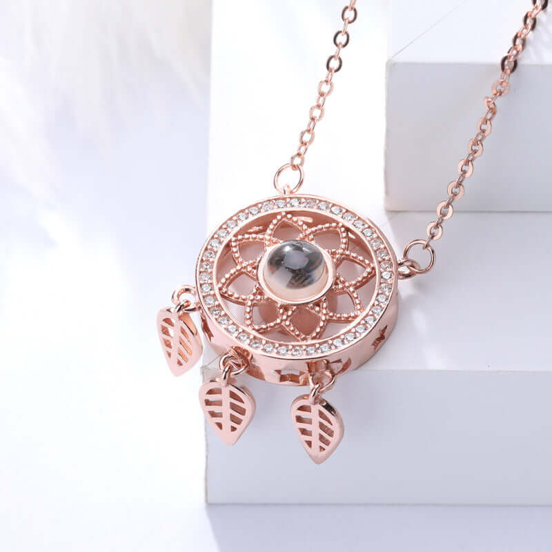 Dream Catcher CZ Diamonds Necklace With Picture Inside Dream Catcher CZ Diamonds Necklace With Picture Inside Trendolla Jewelry