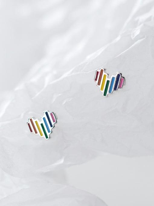 Sterling Silver Colourful Heart Earrings Baby Children Earrings - Trendolla Jewelry