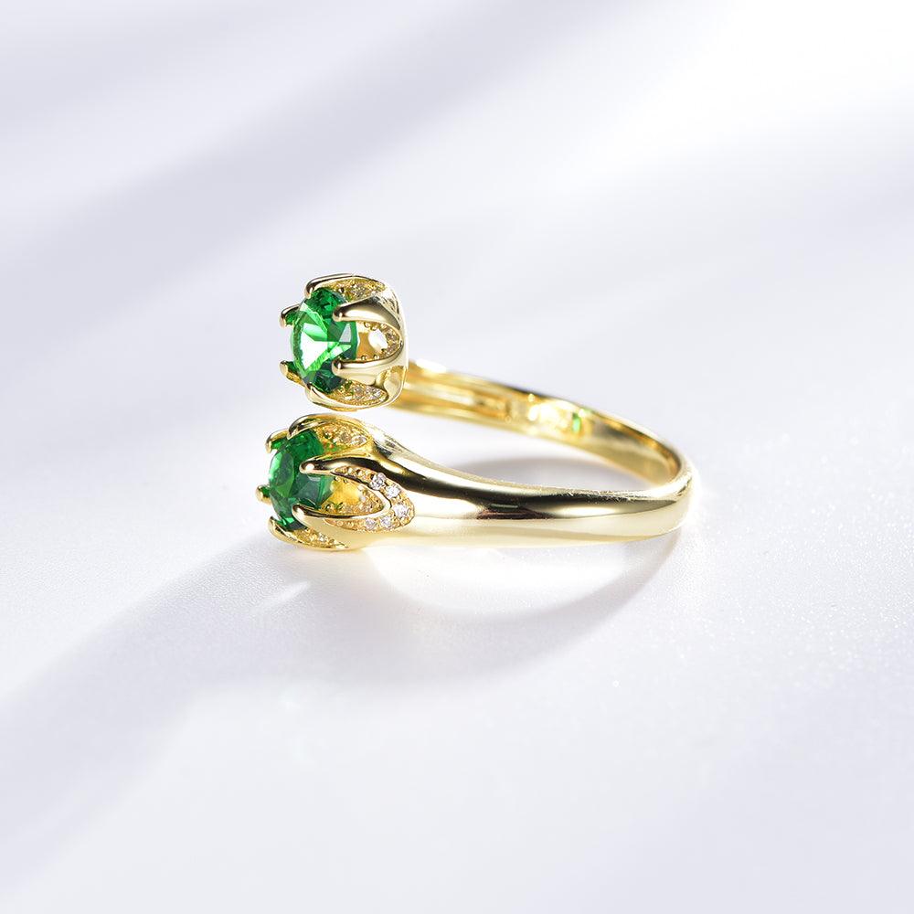 Trendolla Emerald Cubic Zirconia Diamond Engagement Ring Toi et Moi Ring - Trendolla Jewelry