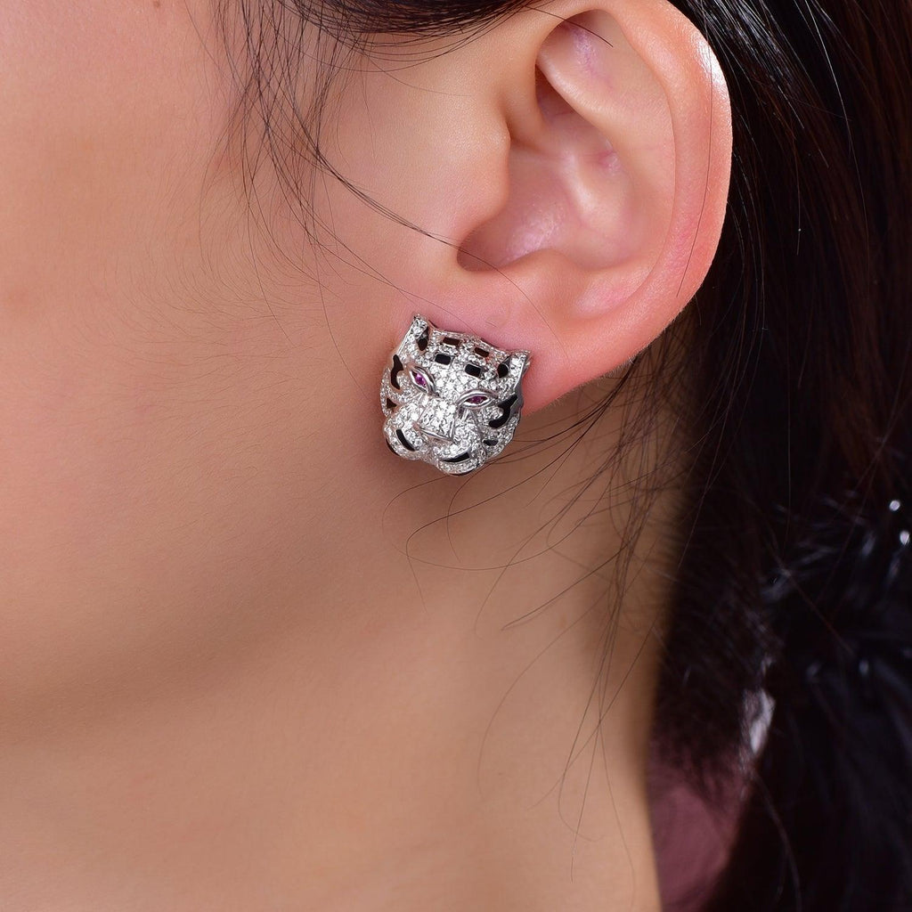 Trendolla leopard Sterling Silver Earrings - Trendolla Jewelry