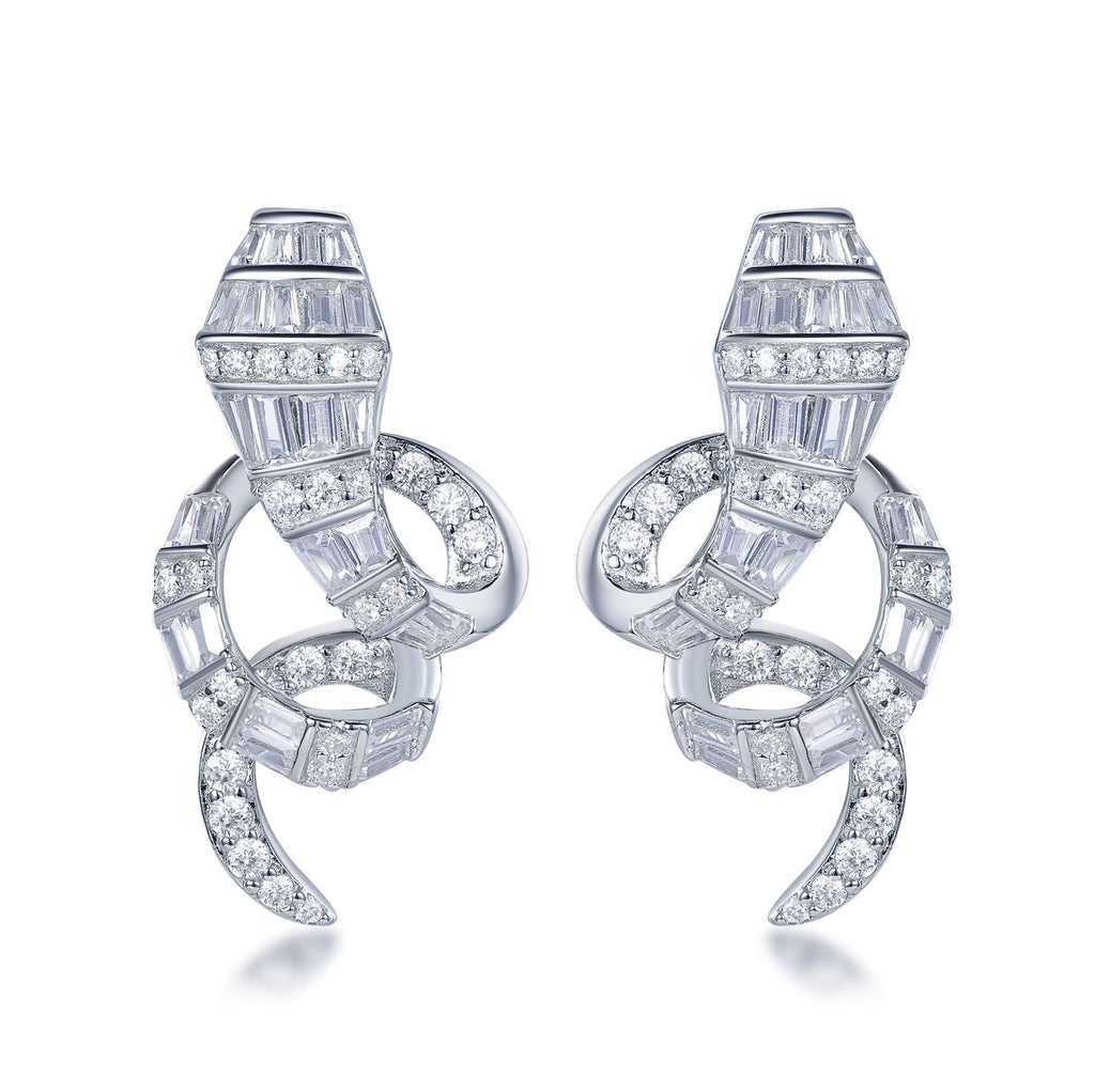 Trendolla Snake Shape Sterling Silver Earrings - Trendolla Jewelry