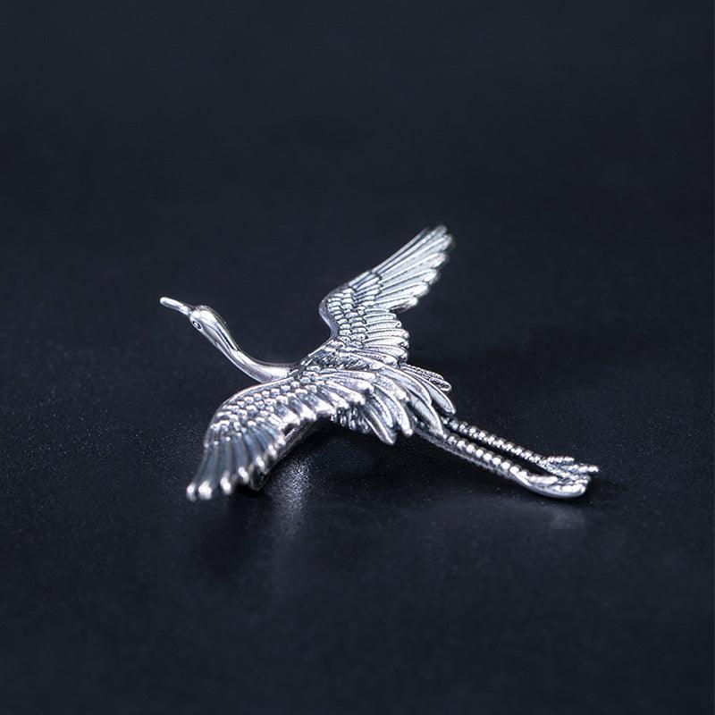 Trendolla Sterling Silver Flying Crane Pin Brooch - Trendolla Jewelry