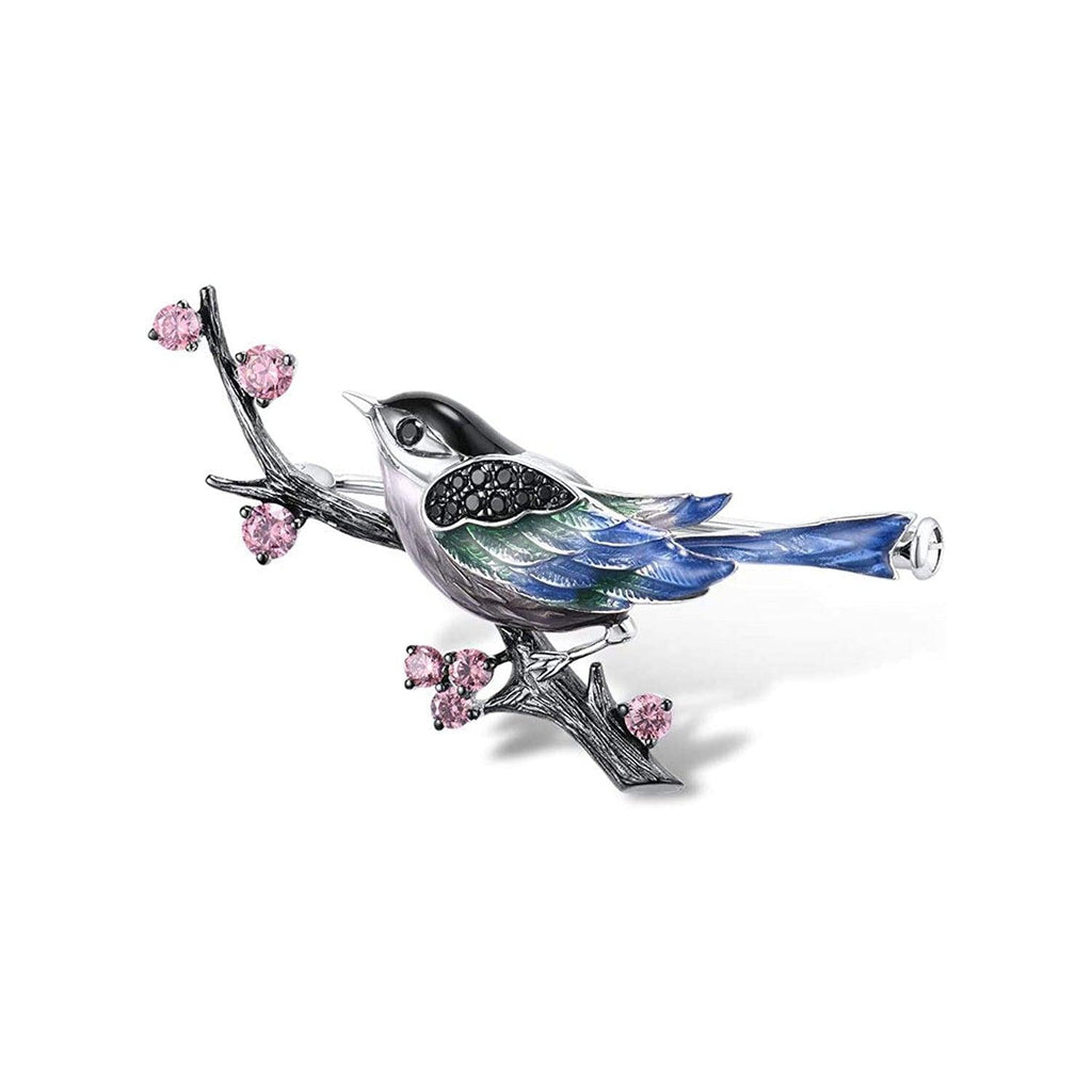 Trendolla Sterling Silver Magpie Enamel Pin Brooch - Trendolla Jewelry