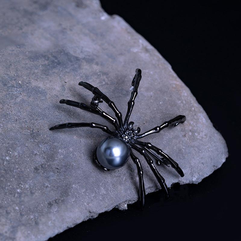 Trendolla Sterling Silver Mother of Faux Pearl Body Spider Pin Brooch - Trendolla Jewelry