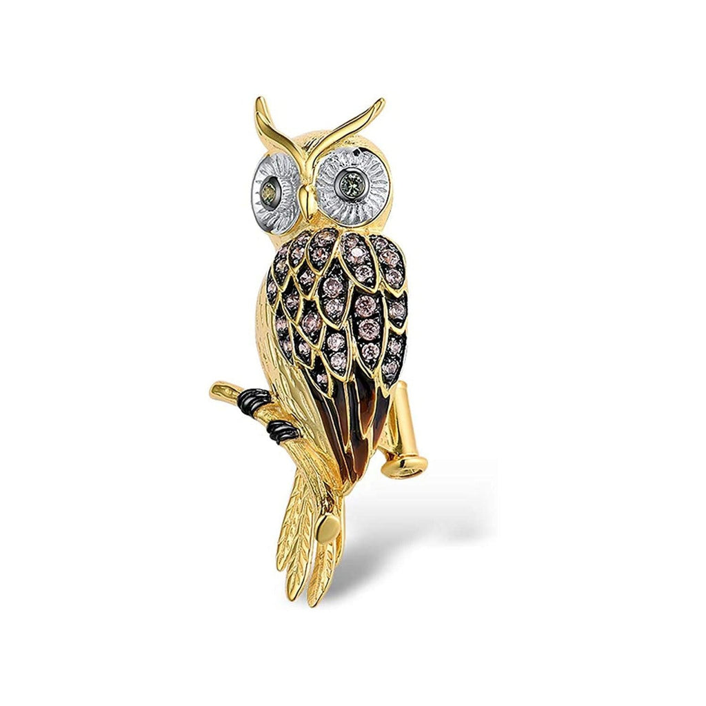 Trendolla Sterling Silver Owl Enamel Pin Brooch - Trendolla Jewelry