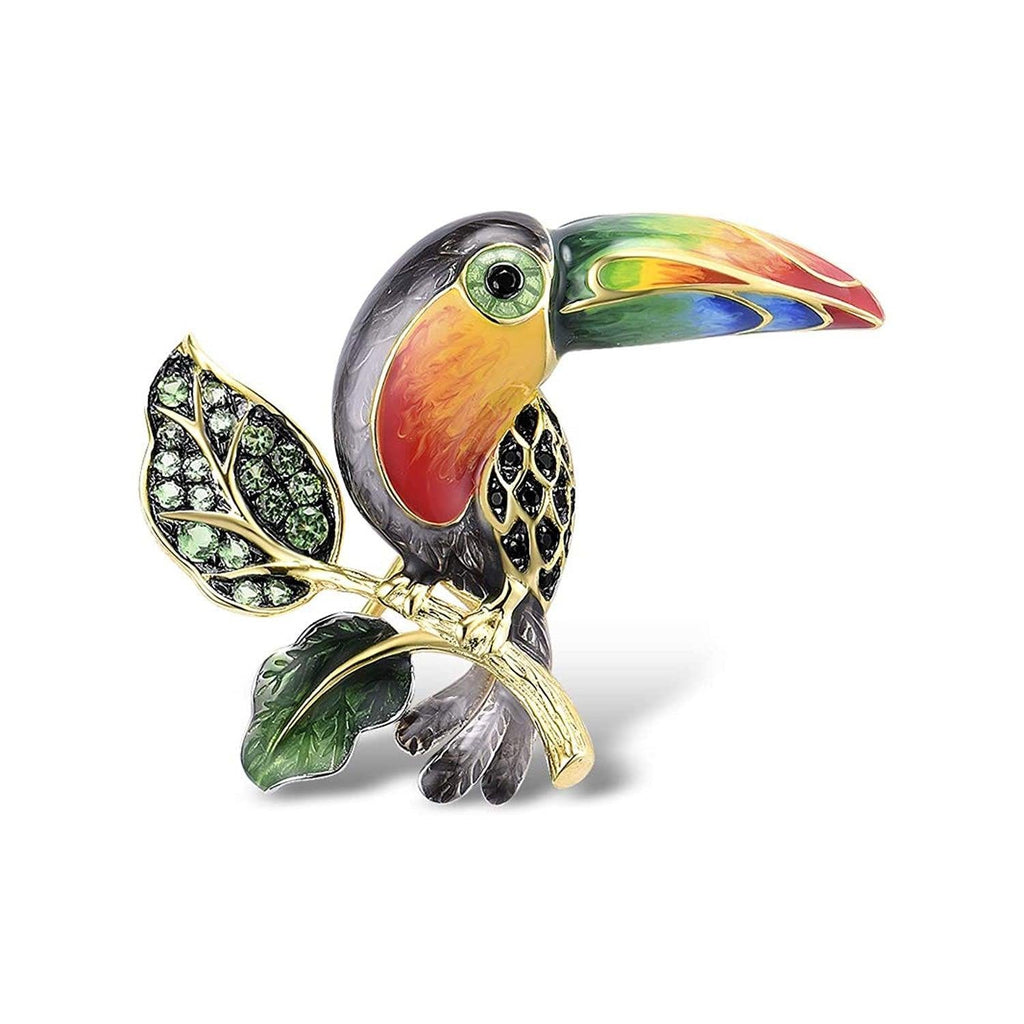 Trendolla Sterling Silver Toucan Enamel Pin Brooch - Trendolla Jewelry