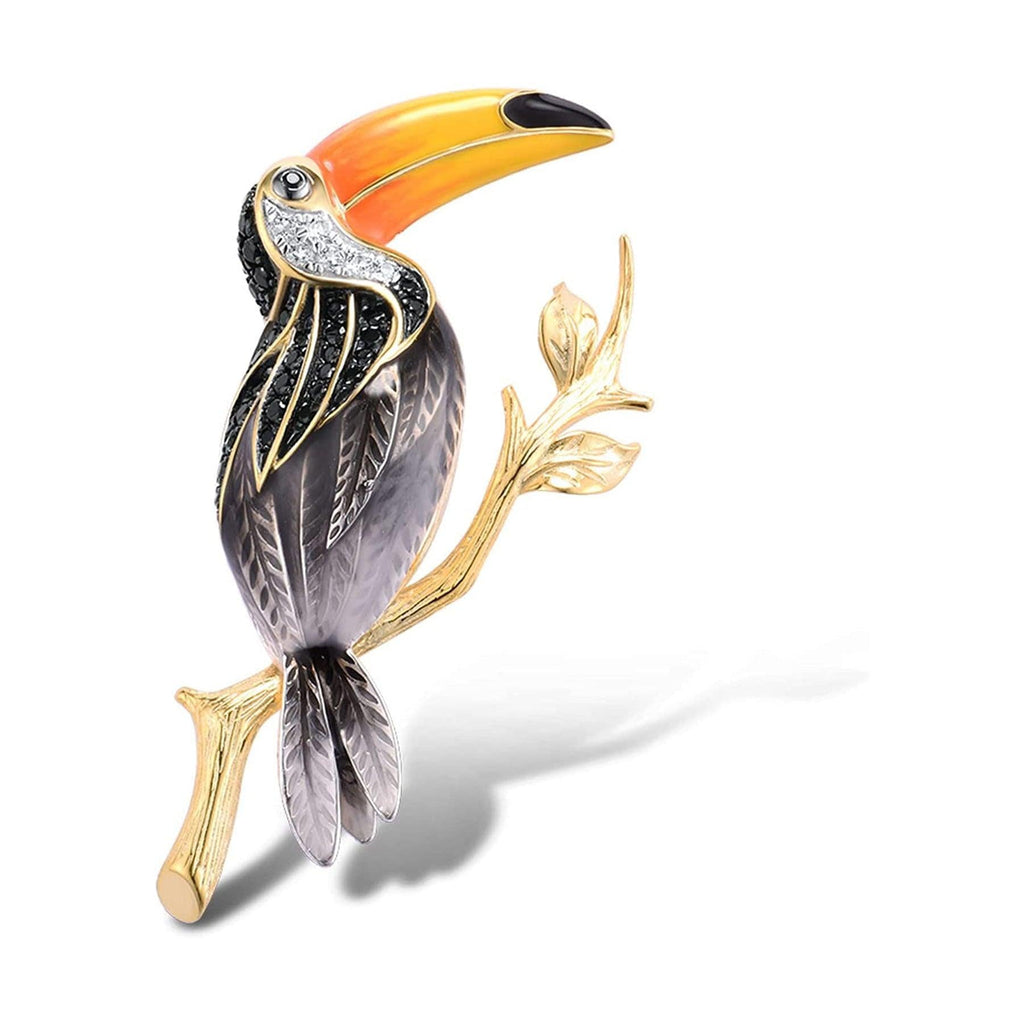 Trendolla Sterling Silver Toucan Enamel Pin Brooch - Trendolla Jewelry