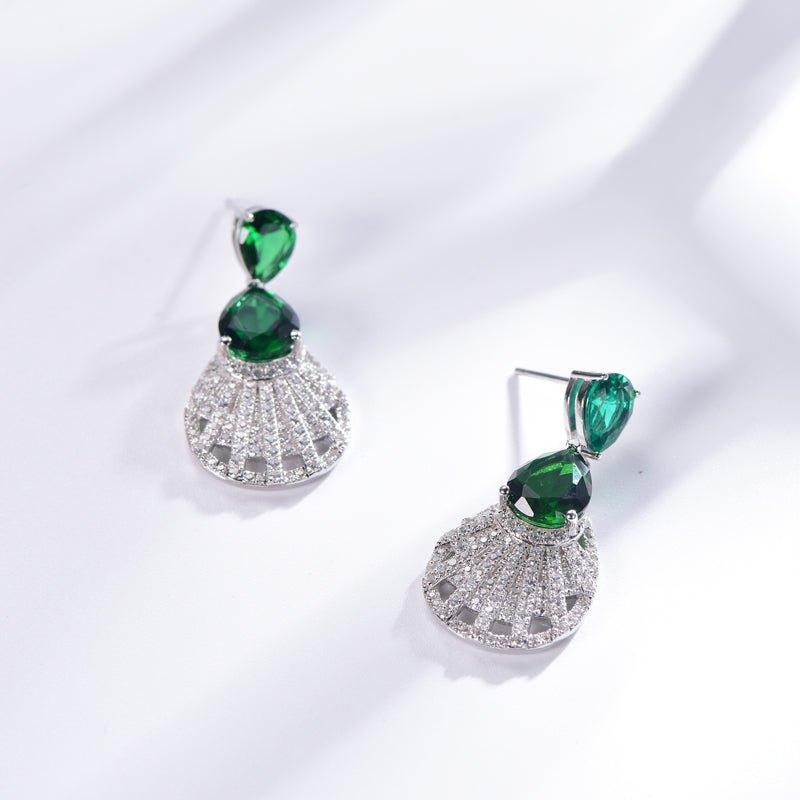 Vintage Emerald Green Pear Cut Drop Earrings In Sterling Silver - Trendolla Jewelry